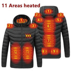 Men's Warm USB Electric Heated Hooded Winter Parka Coat 12