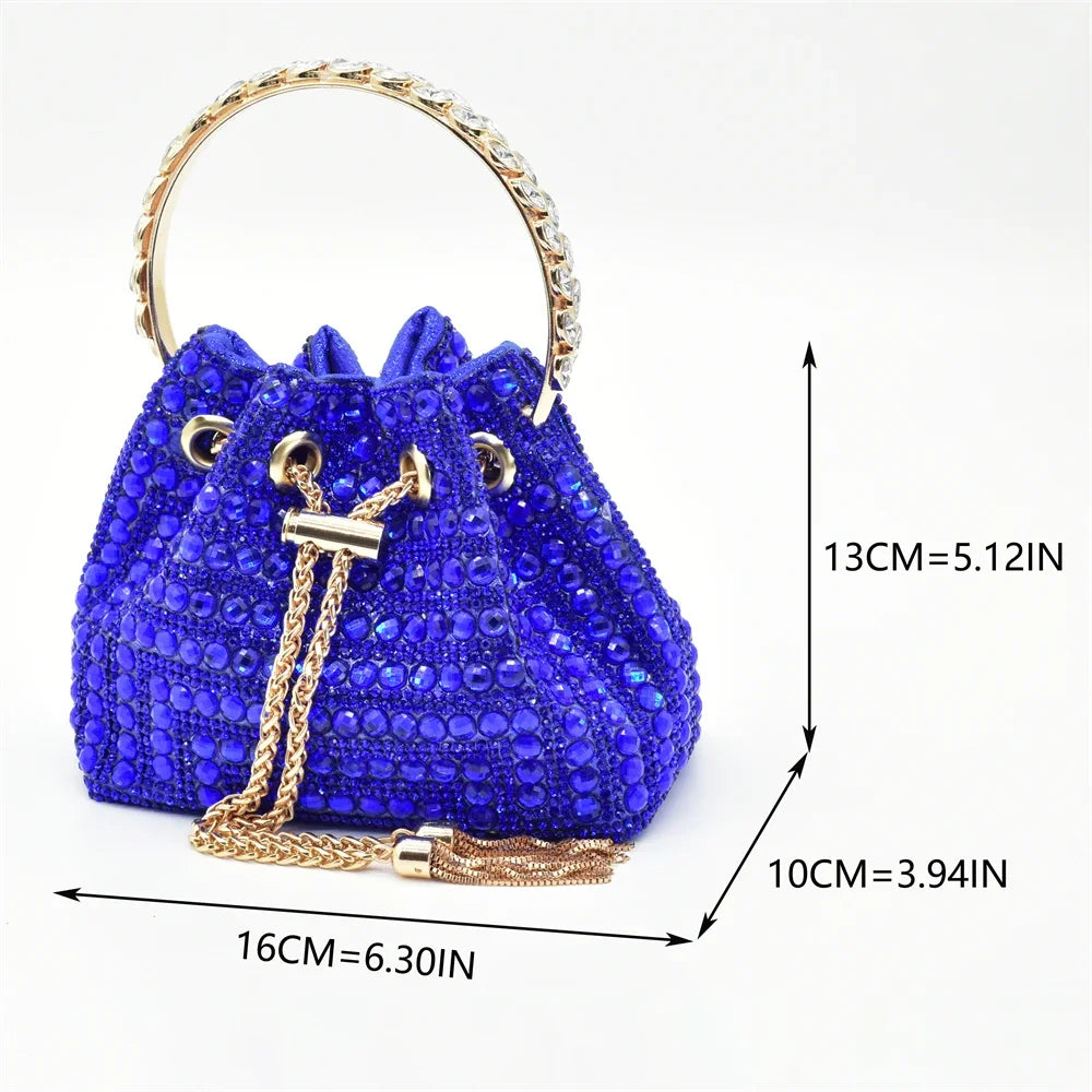 Women's Rhinestone Pointed Toe Mid Heel Pumps and Bag Set