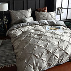 Chiffon Pinched Flower Duvet Cover and Soft Bedding Set