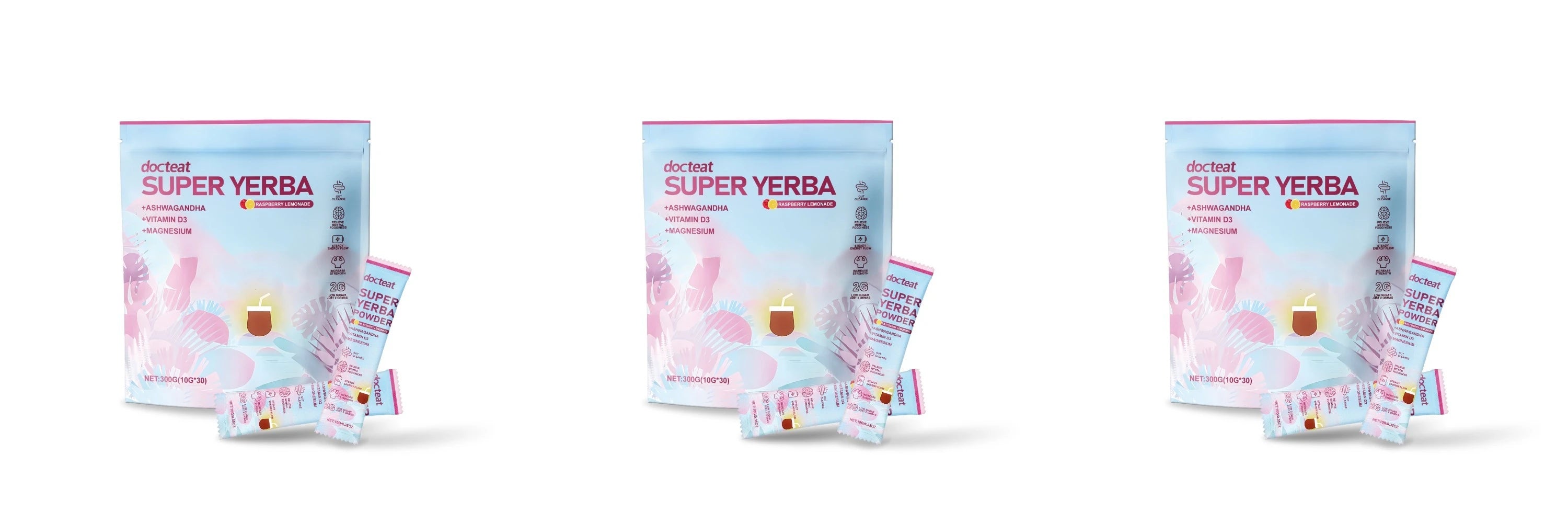 Ashwagandha Vitamin D3 Magnesium Powder Stick Packs Raspberry Lemonade