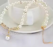 Women's Fashion Elegant Bridal Pearl Necklace and Earrings Jewelry Set