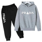 Kids' Pattern Hooded Sweatshirt Pants Two-Piece Set