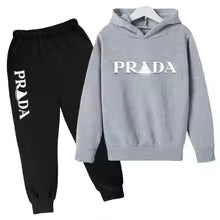 Kids' Pattern Hooded Sweatshirt Pants Two-Piece Set