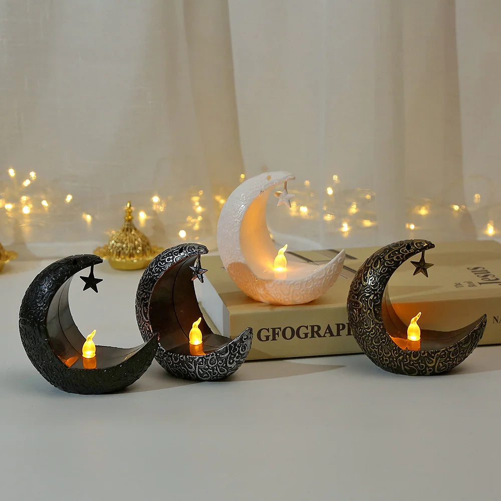 Star Moon LED Candlestick Lamp and Eid Festive Tabletop Ornament