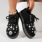 Women's Crystal Decoration Non-Slip Platform Casual Shoes