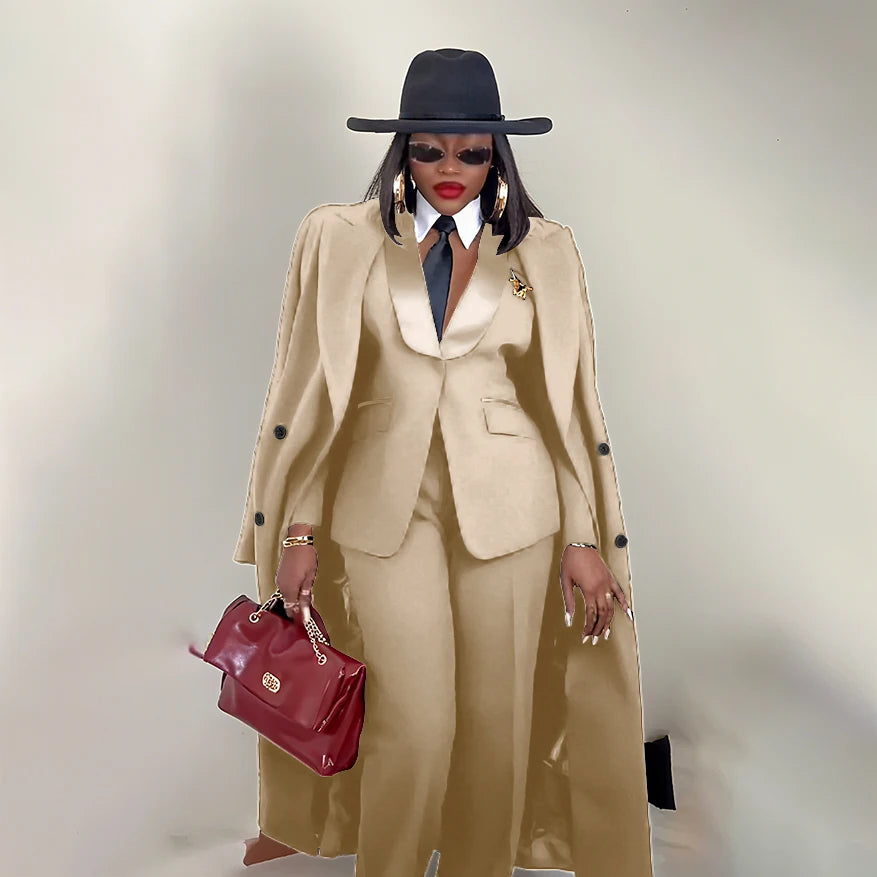 Men's Tailored Three-Piece Blazer Vest and Pants Suit