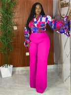 Women's Printed Top Wide Leg Pants Set
