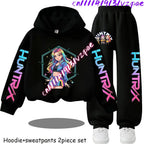 Girls' Print Hoodie Pants Two-Piece Set