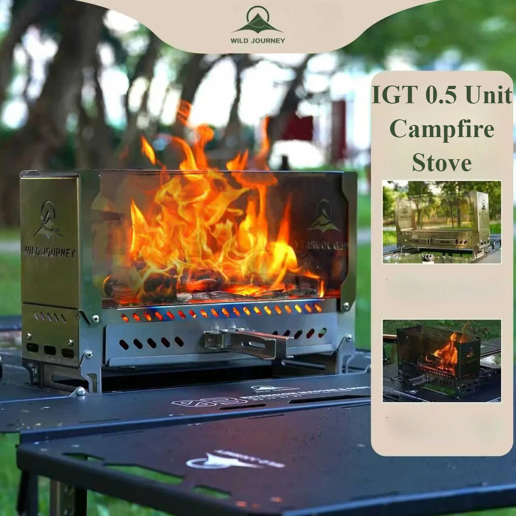 Folding Camping Bonfire Stove with Glass Viewing Window