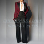 Women's Double Breasted Peak Lapel Slim Fit Pants Suit