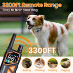 AI Electric Dog Training Collar 3300ft Range IPX7 Waterproof 10-120lbs