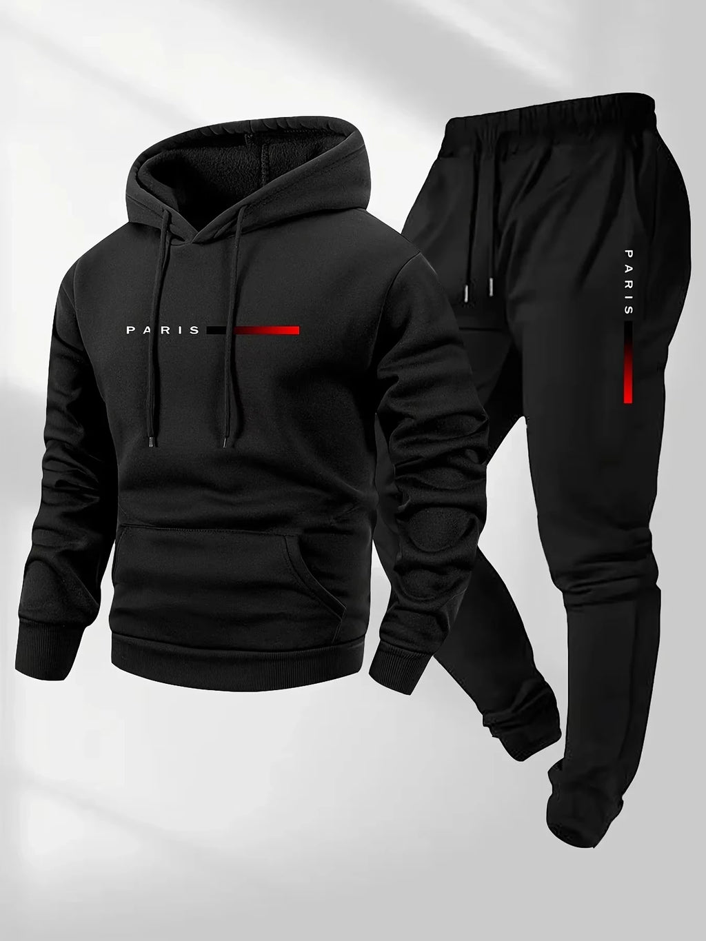 Men's Letter Print Fleece Hoodie Sweatshirt Pants Set