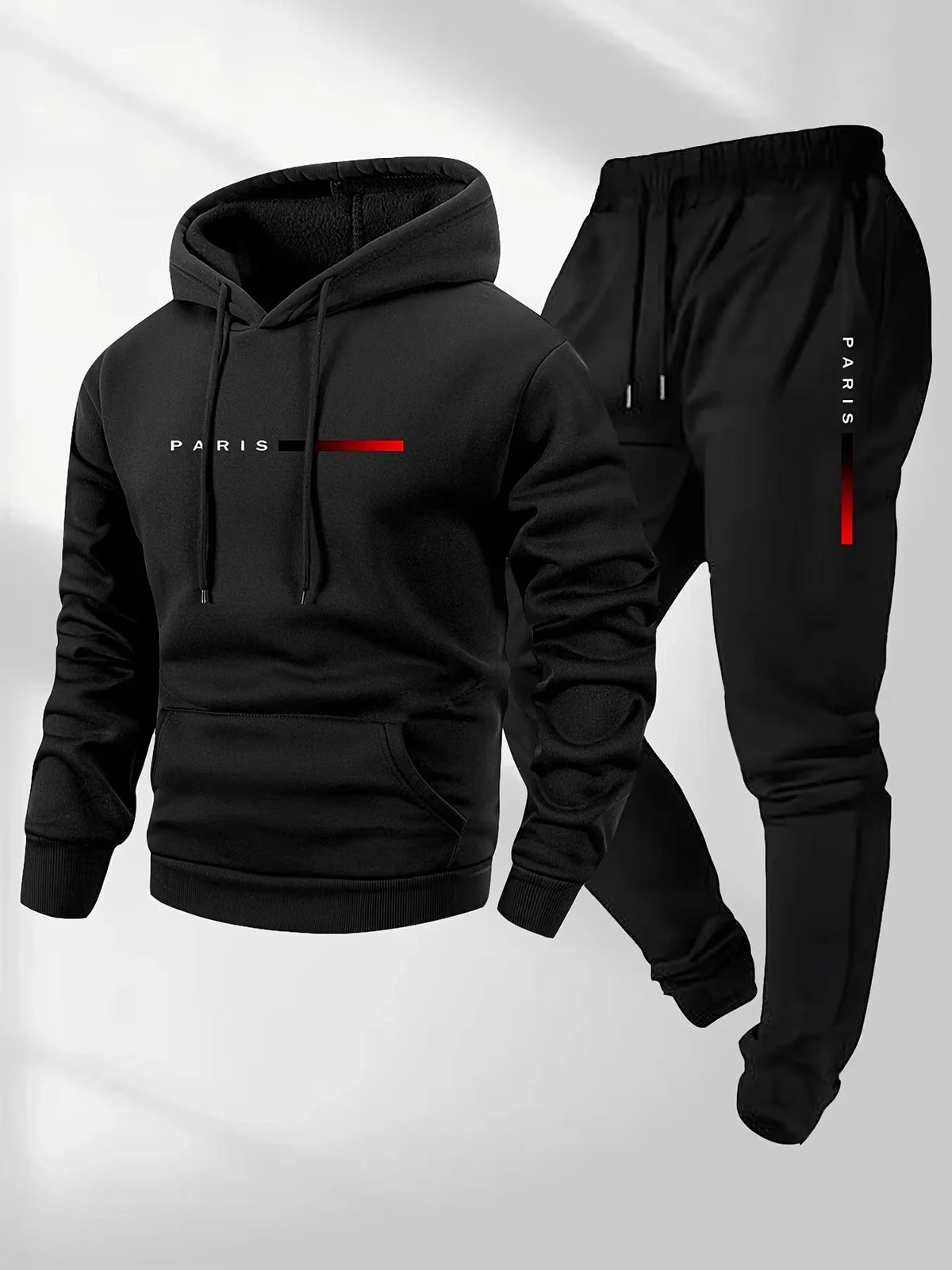 Men's Letter Print Fleece Hoodie Sweatshirt Pants Set