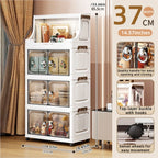 14.6in Foldable PP Plastic Storage Cabinet and Rolling Organizer