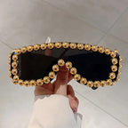 Oversized Square Pearl Sunglasses UV400 Women's Fashion Eyewear