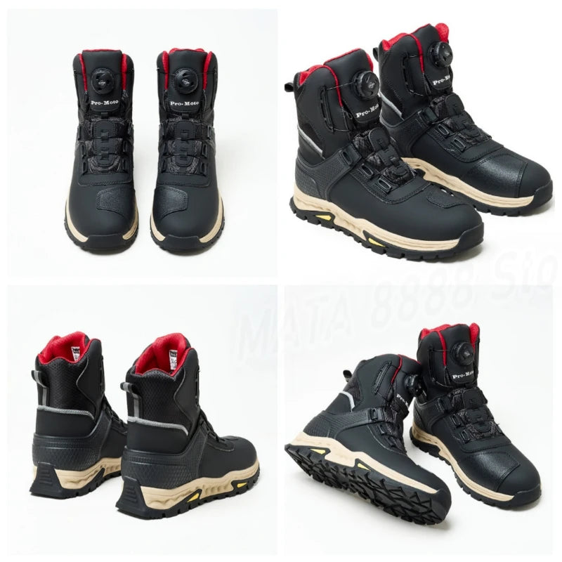 Men's Fashion Leather Breathable Anti-Slip Motorcycle Ankle Boots 8586-5