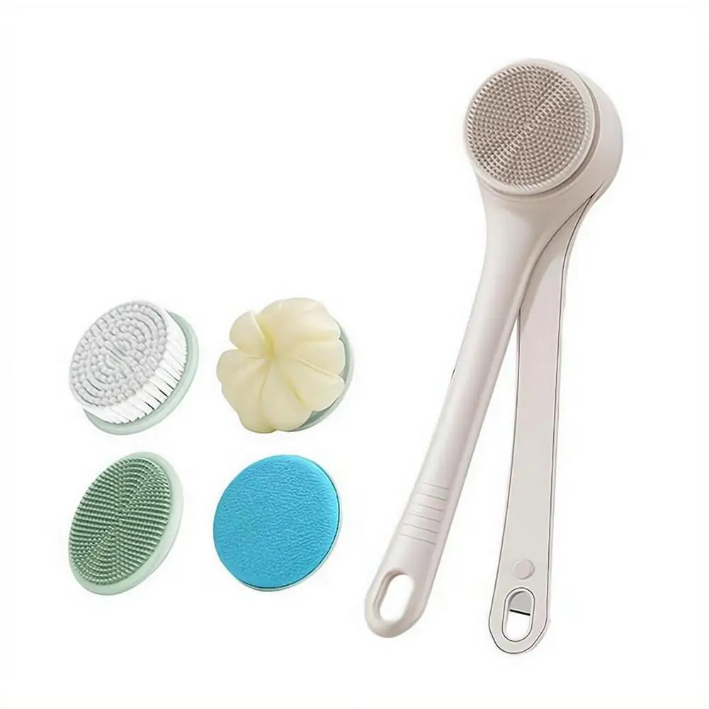 Waterproof Electric Body Brush with Long Handle and Rotatable Heads
