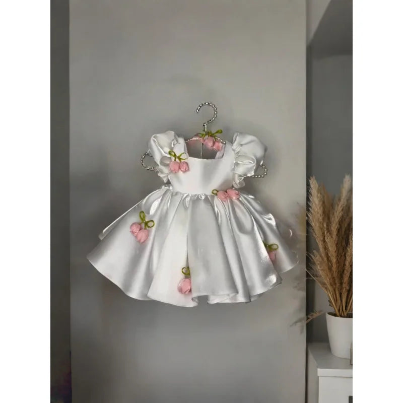 Girls' Tulip Flower Strap Princess Tutu Dress