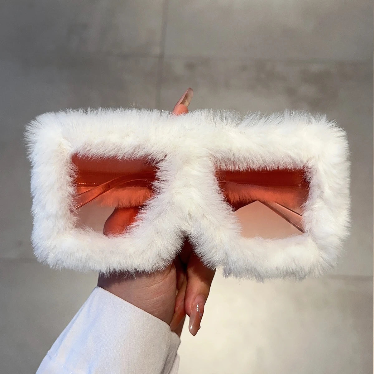 Women's Oversized Fluffy Plush Square Y2K Novelty Sunglasses