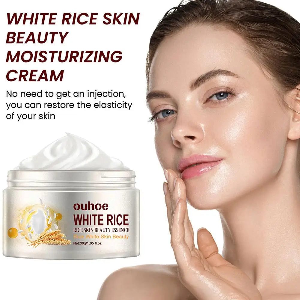 Unisex White Rice Essence Brightening Moisturizing Face Cream 1.1 oz