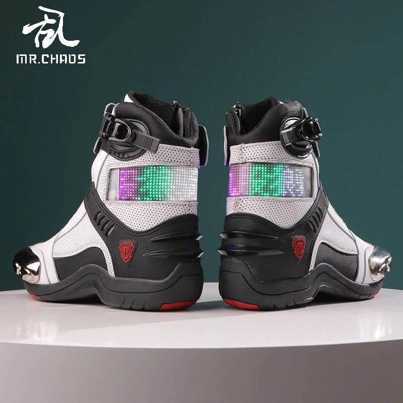Unisex High Top LED Illuminated Motorcycle Riding Boots