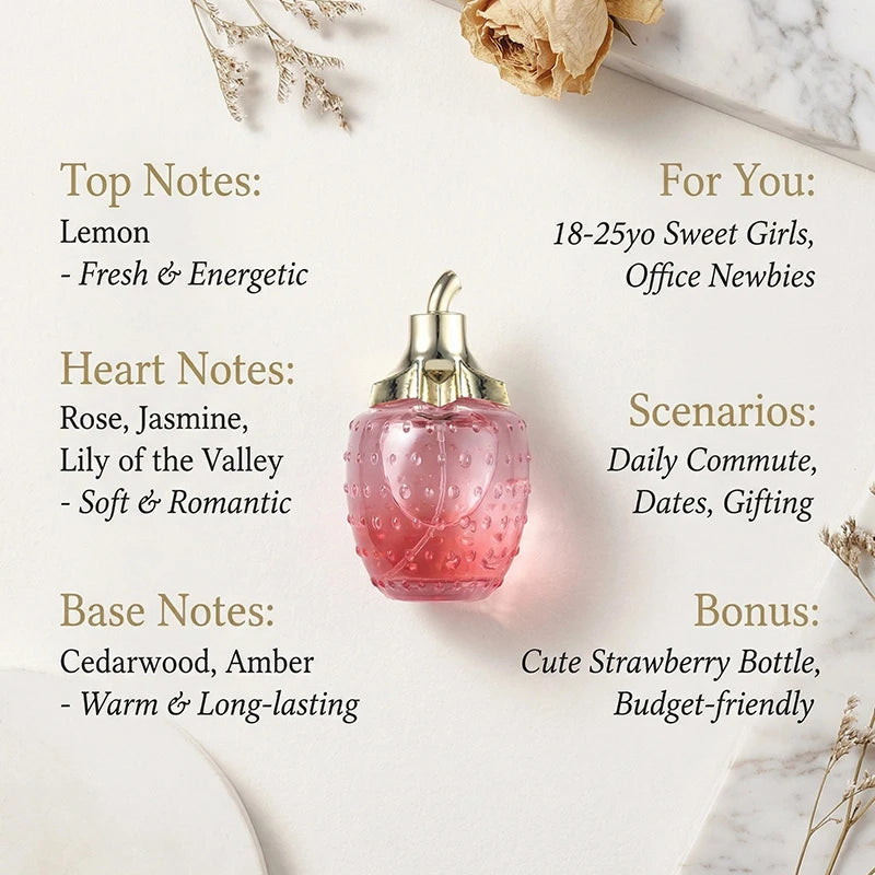 Women Strawberry Lemon Rose Jasmine Eau De Toilette 3.4 fl oz