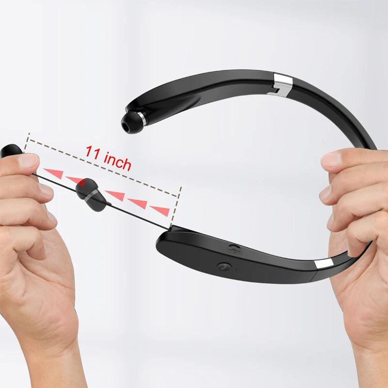 Foldable Bluetooth Neckband Headset and Retractable Wireless Headphones