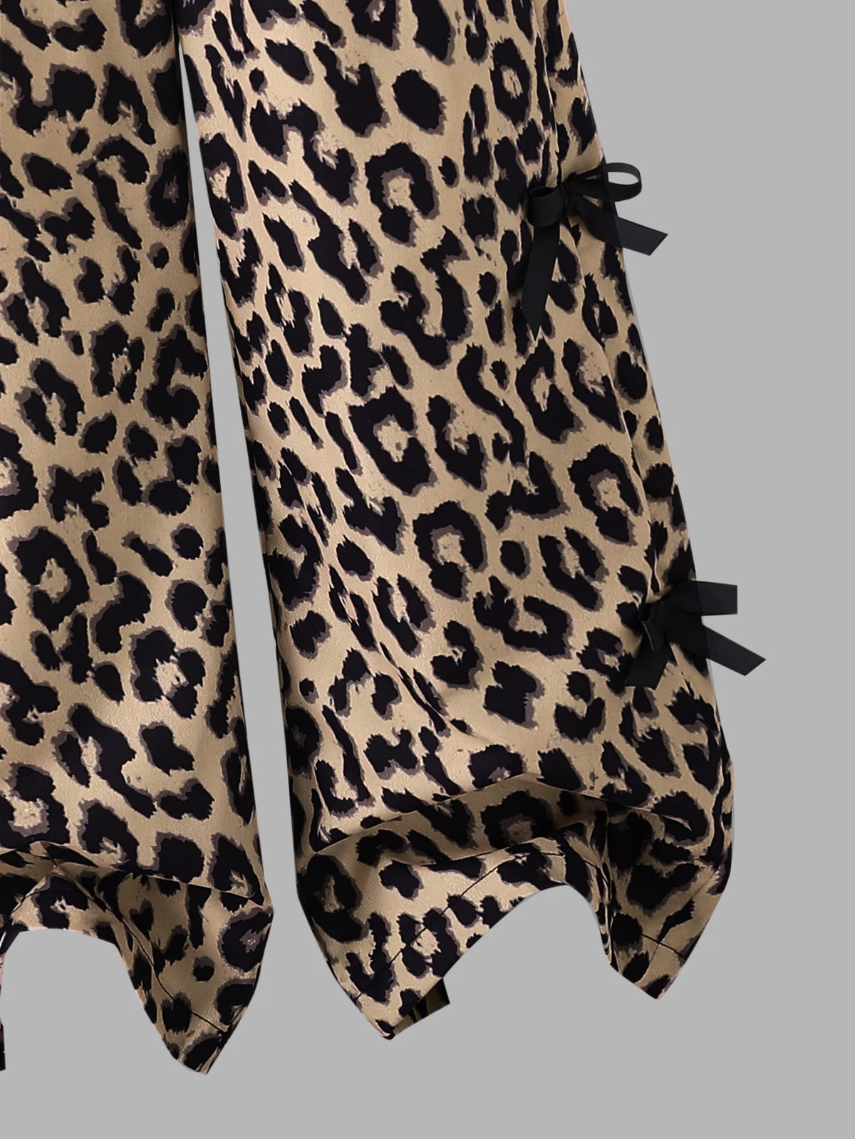 Girls' Leopard Bow Sweatshirt Wide Leg Pants Two-Piece Set