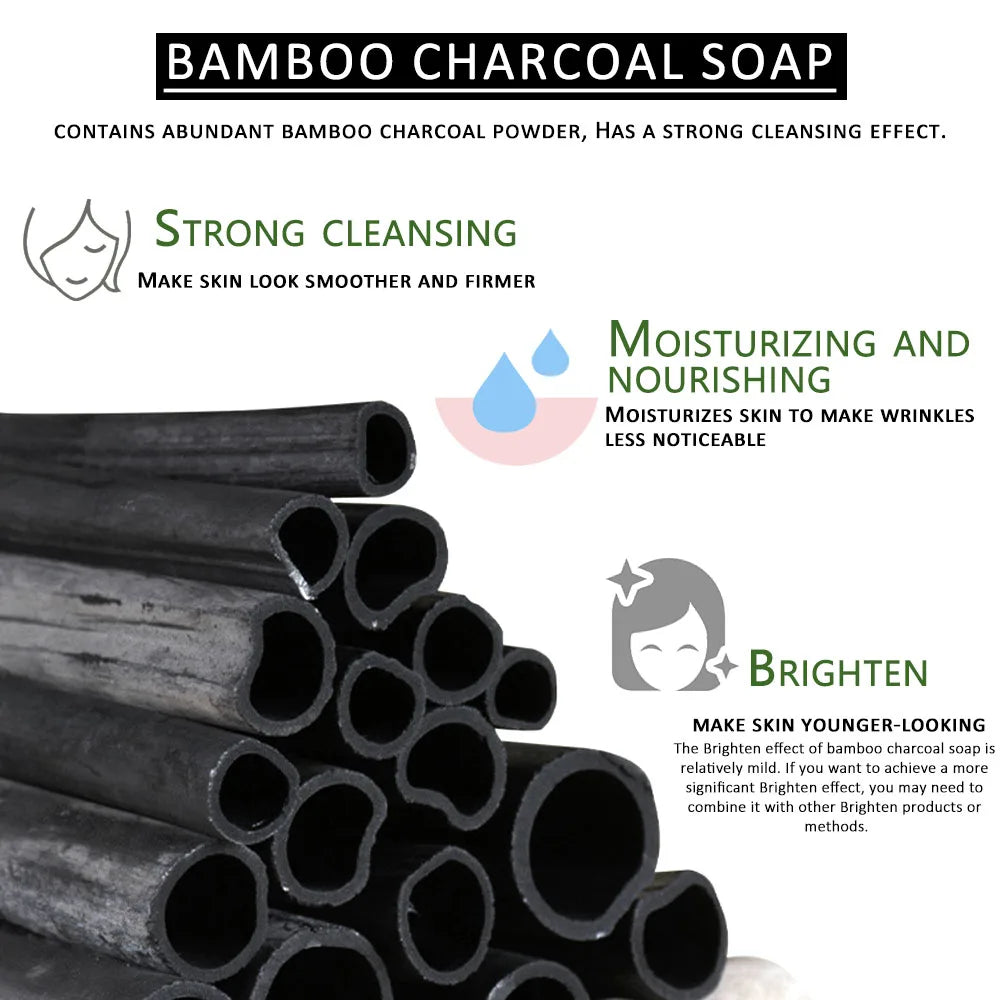 Women's Bamboo Charcoal Deep Cleansing Face Body Soap Bar 3.5 oz