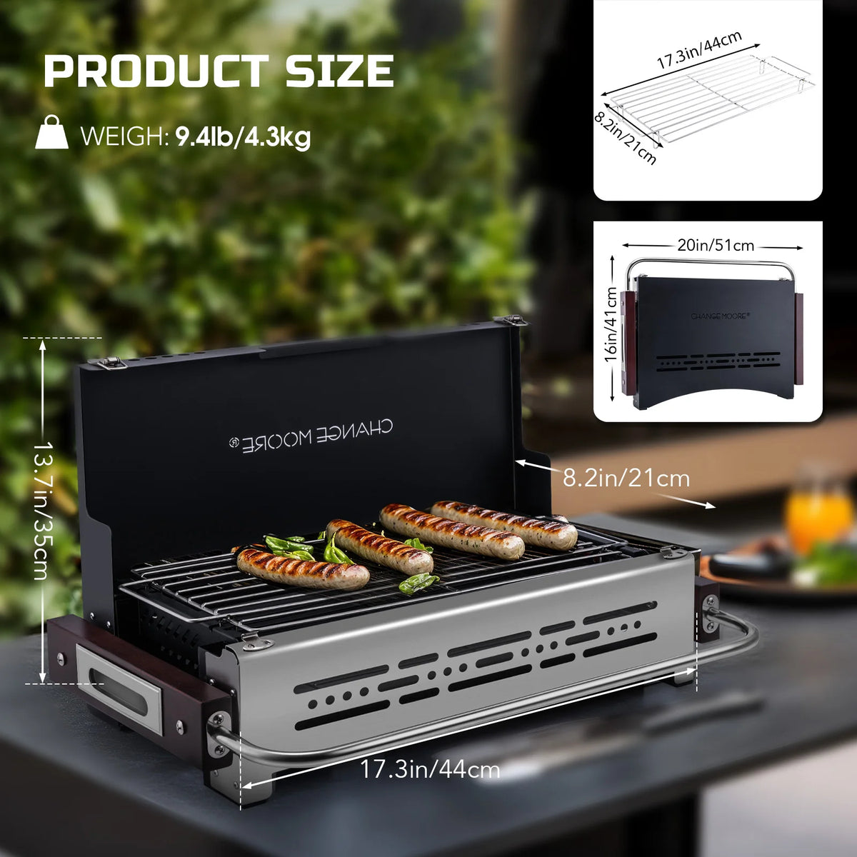 Folding Camping BBQ Grill and Stainless Steel Portable Charcoal Oven