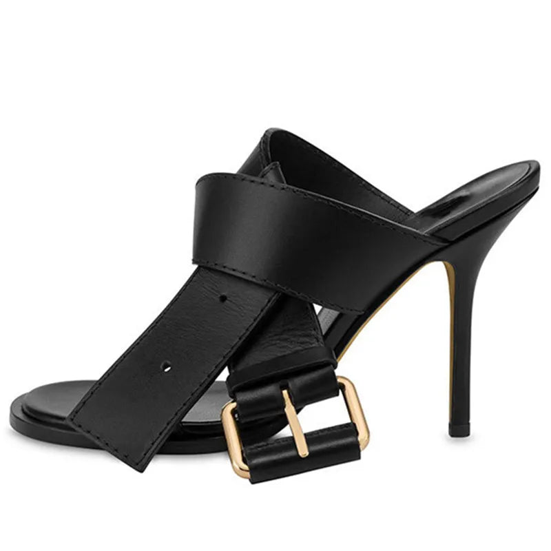 Women's Big Buckle Stiletto Heel Sandals