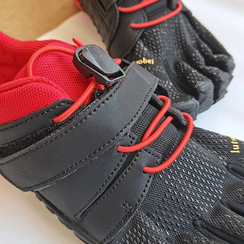 Unisex Cotton Five-Finger Athletic Shoes Hook & Loop Patchwork Sneakers