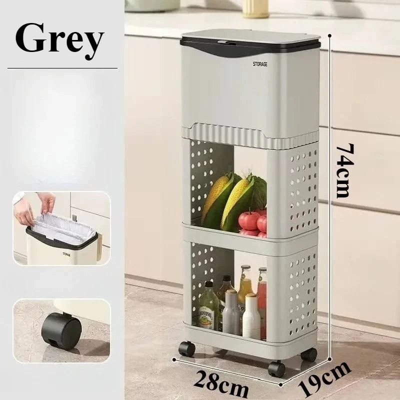 Multifunctional Kitchen Trash Can and Recycling Bin with Wheels