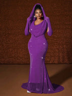Women's Sexy Hooded Fishtail Floor Length Maxi Dress