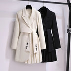Women's Belted Slim Waist Long Blazer Dress