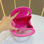 Women's Rhinestone Ring Tassel Trapezoid Evening Clutch Bag