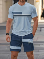 Men's Casual 3D Print T-Shirt and Shorts Suit Set