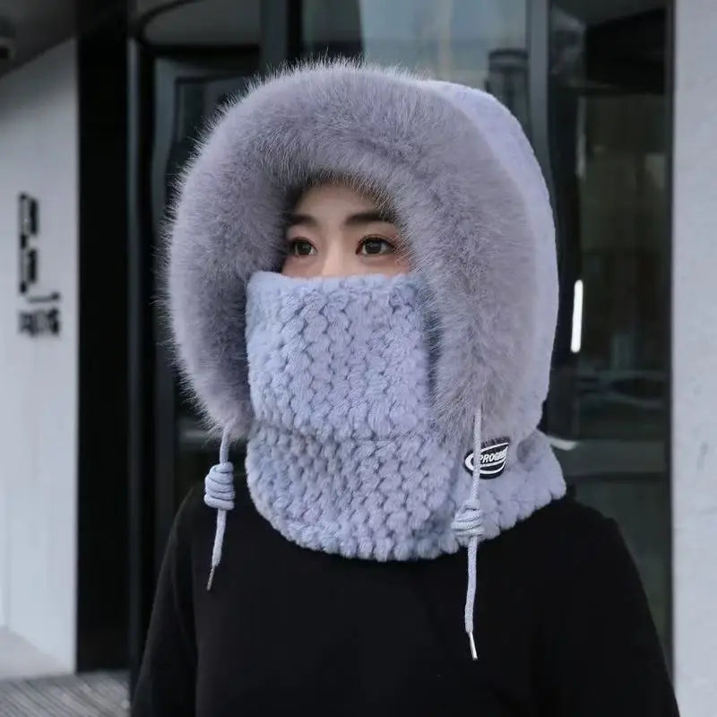 Women's Thermal Plush Hood Scarf & Mask Set