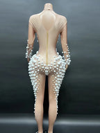 Women's Bubble Sleeve Dance Party Nightclub Bodysuit Jumpsuit