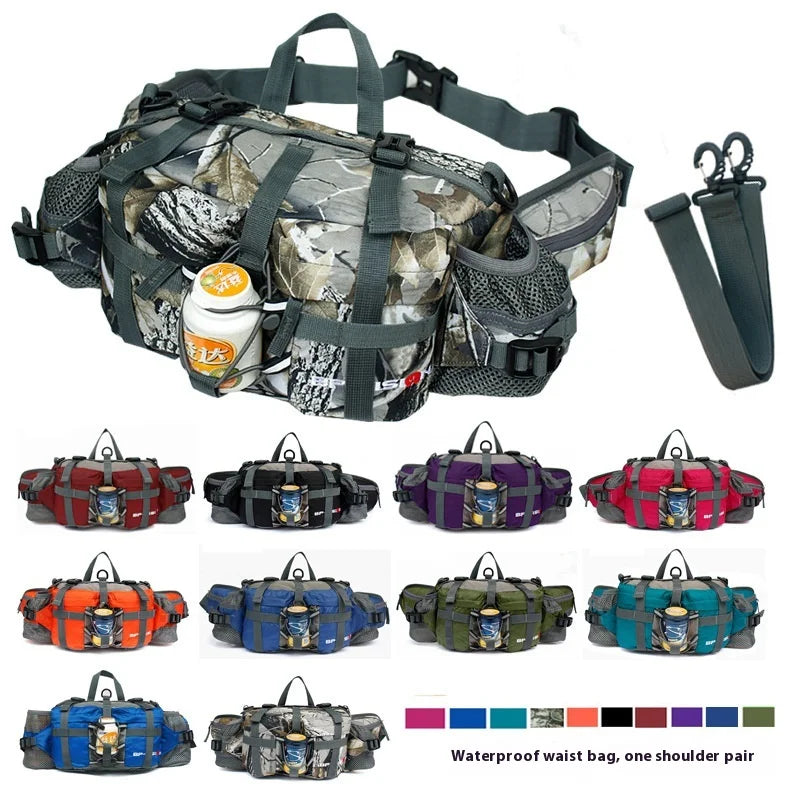 Waterproof Hiking Waist Bag with Reflective Strip and 1.3-Gallon Capacity