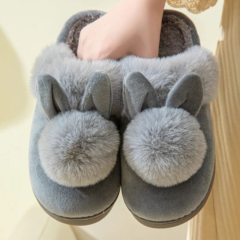 Women's Plush Winter House Slippers Fuzzy Fur Lined Slides