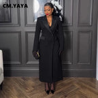 Women's Double Breasted Notched Maxi Blazer Dress