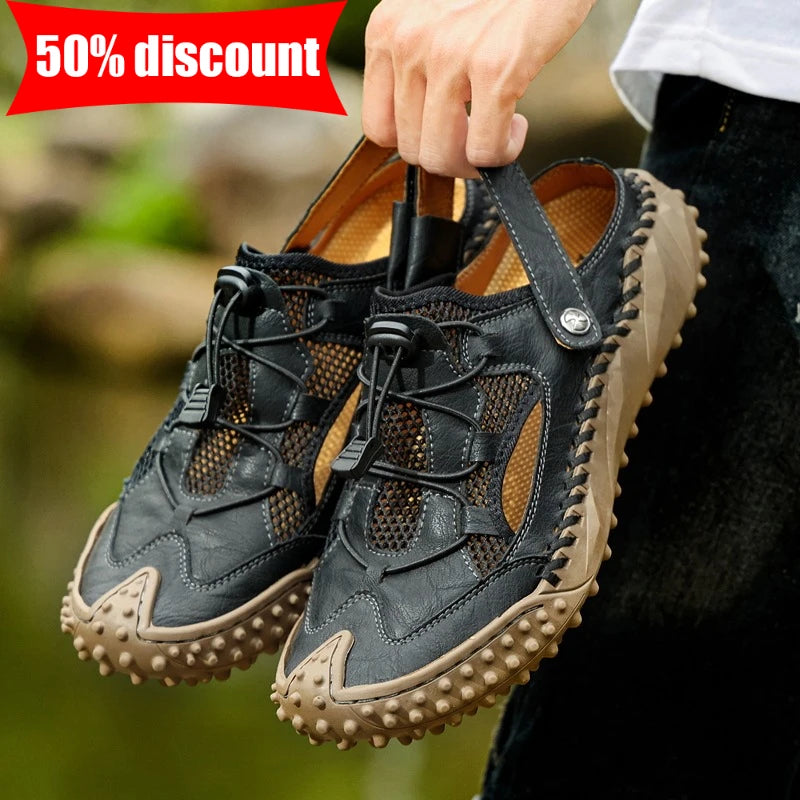 Men's Casual Mesh Outdoor Sandals Lightweight Non-Slip Beach Wading Shoes
