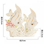 Gold Couple Fish Ceramic Ornament and Porcelain Desktop Figurine