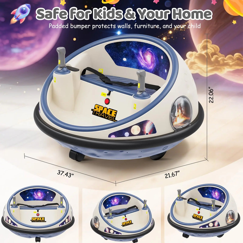 Kids' Electric Ride On Bumper Car with Remote Control and LED Lights