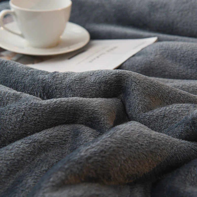 Thick Warm Flannel Quilt and Lamb Fleece Duvet Blanket