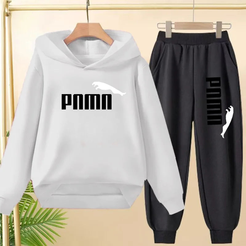 Kids' Letter Printed Hoodie Pants Two-Piece Set