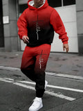 Men's Autumn Gradient 3D Print Hoodie and Sweatpants Tracksuit Set