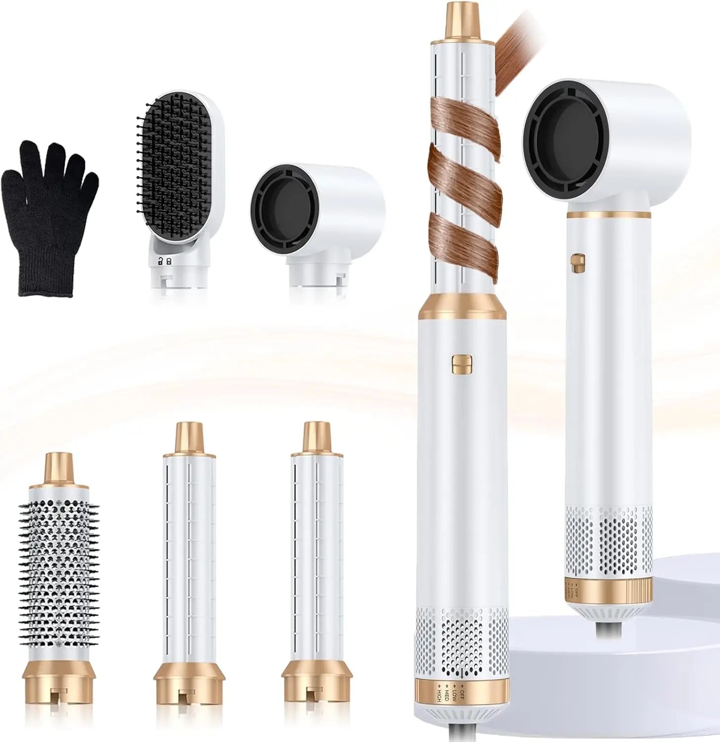 5-in-1 Hair Dryer Brush Negative Ion Air Styler Curler Set