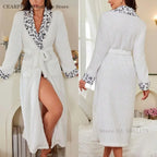 Women's Hooded Flannel Robe with Belt